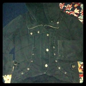 black cropped riveted industrial jacket